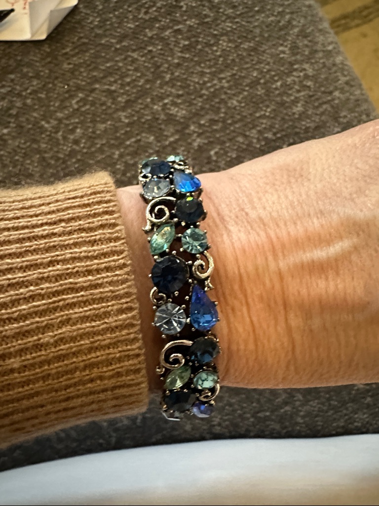 Vintage Lisner Blue Rhinestone Cuff Bracelet 100$